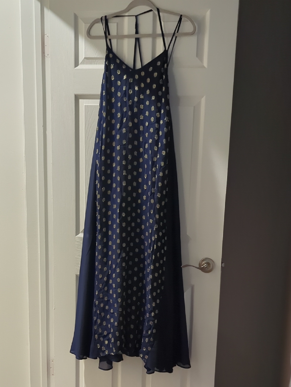 Asos Maxi Dress Navy Gold Size 4 Wedding Guest Dress